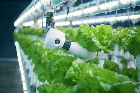 Technologie Agricole Automatique Avec Vue Rapprochée Du Bras Robotique