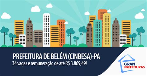 Prefeitura de Belém PA abre concurso 34 vagas para a Cinbesa Até R