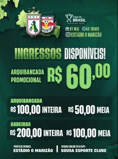 Sousa X Bragantino Ingressos Venda Para Jogo Pela Copa Do Brasil