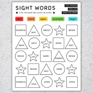 Color By Sight Word Practice Game High Frequency Fry Words Rd