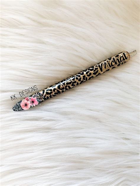 Leopard Glitter Pen Custom Glitter Pen Personalized Glitter Etsy