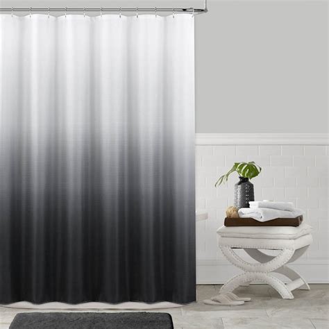 Modern Ombre Shower Curtain Black Silver