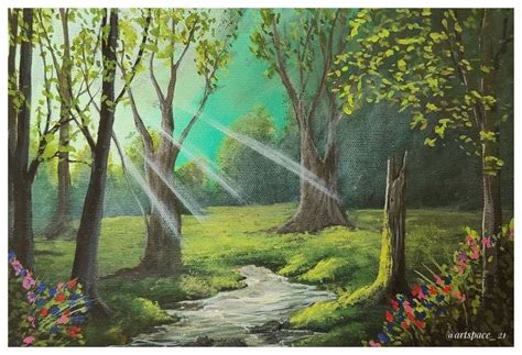 Forest view | Forest painting, Forest view, Tree painting