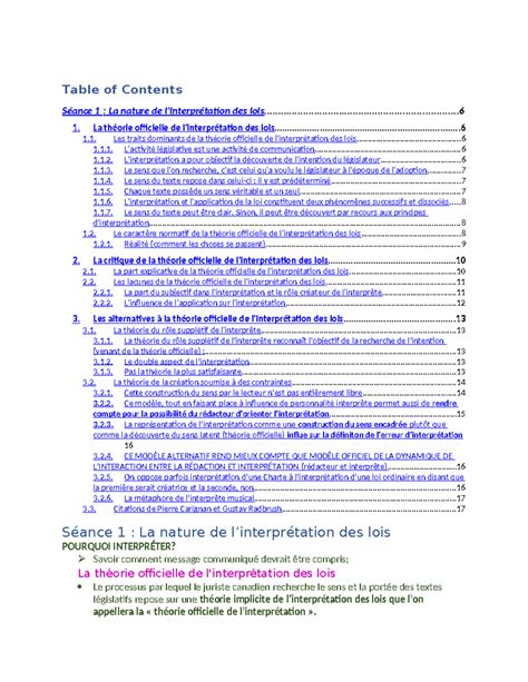 Interprétation des lois séance 1 Table of Contents Séance 1 La