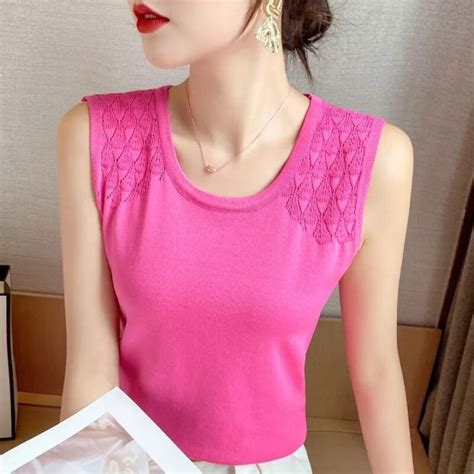 Knitting Tank For Women Korean Style Solid Color Summer New Lady Vest