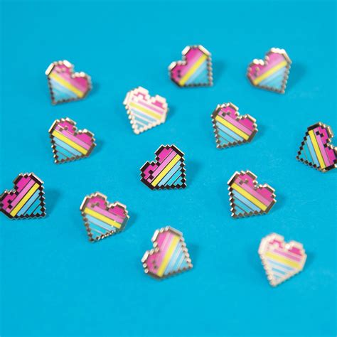 Pansexual Pride Heart Pins Subtle Gay Flag Badge Gaymer Etsy