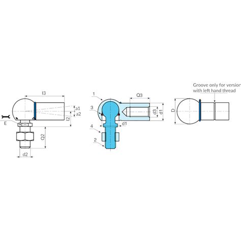 Steel Angled Ball Joint With Safety Catch Din Cs Design Y