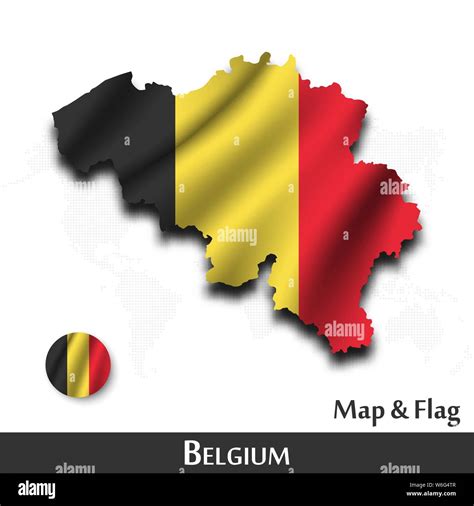 Mapa de Bélgica y la bandera Ondeando diseño textil Mapa mundial de