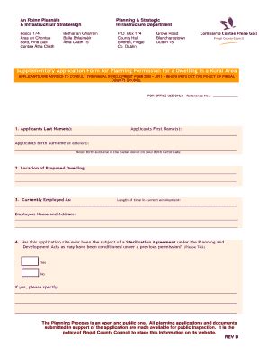 Fillable Online Supplementary Application Form For Planning Permission