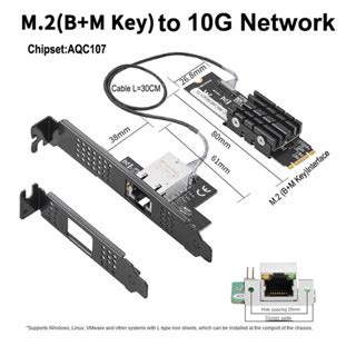 IOCREST M 2 To Single Port 10 Gbase Ethernet Gigabit Nic B Key M Key