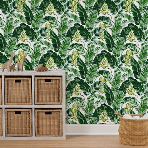 Banana Beliefs Tropical Banana Leaf Wallpaper Spoonflower