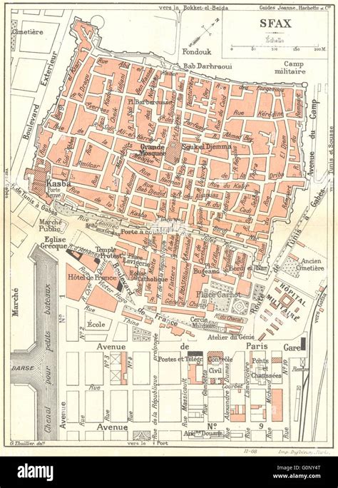 TUNISIA: Sfax, 1909 antique map Stock Photo - Alamy