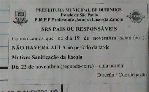 Escola municipal comunica suspensão de aulas após dois casos positivos