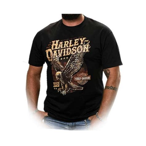 Harley Davidson Mens Landed Up Wing Eagle Short Sleeve T Shirt Black