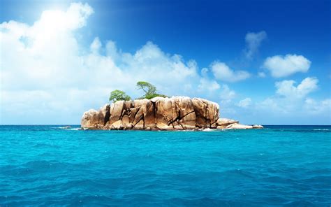 Brown Island On Body Of Water Beach Island Nature Sea Hd Wallpaper