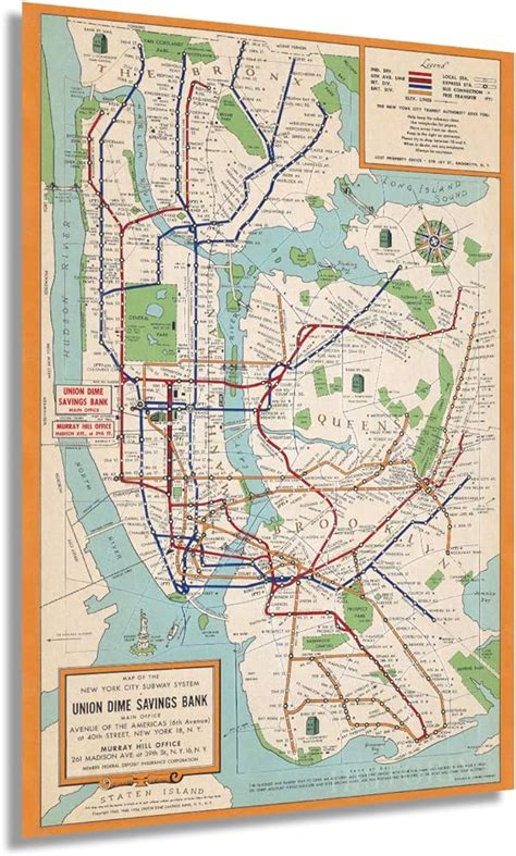 Subway Map Mta New York City Subway Original Vintage Poster 45 Off