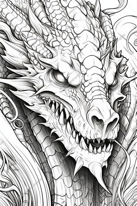 Seven Headed Dragon Coloring Page Cartoon Style Illustration With Thick