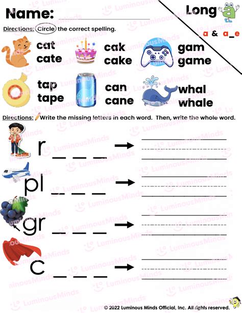 Reading Comprehension Worksheets Long A Worksheet Circle Read Write And Spell With A And A E