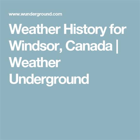 Weather History for Windsor, Canada | Weather Underground | Personal ...