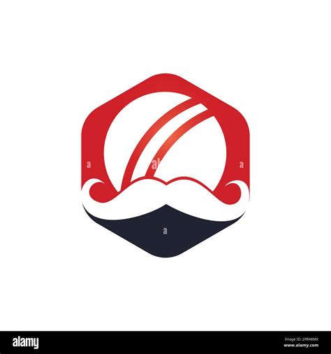 Strong Cricket Vector Logo Design Moustache And Cricket Ball Vector