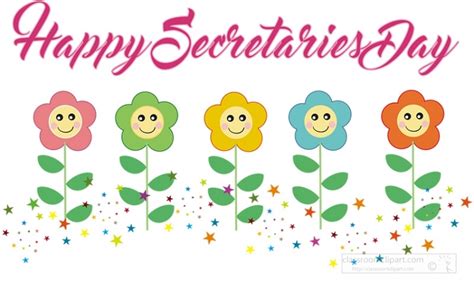 Happy Secretaries Day Cute Flowers Clipart Classroom Clip Art