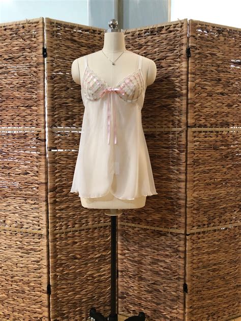 Sheer Ivory Babydoll Lingerie Embroidered Lace Escante S Lingerie Xs Bust Etsy
