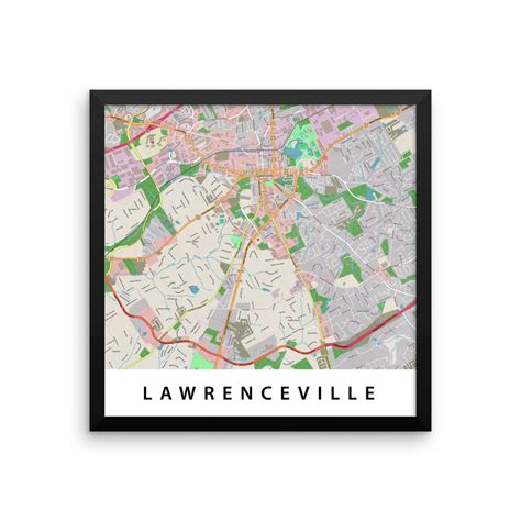 Lawrenceville GA Map Framed Print – Passion Fury