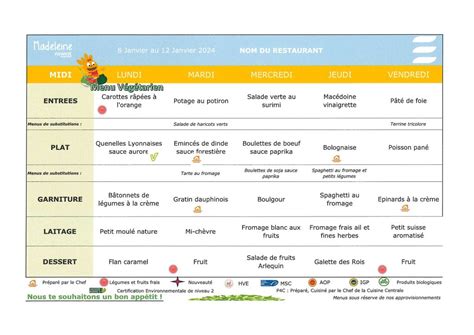 Menus Cantine Janvier A Fevrier Mairie De B Zu Saint Germain