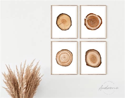 Tree Ring Printable Wall Art Set Of 4 Tree Stump Instant Etsy