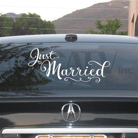 Just Married Car Window Sticker Decal Wedding Decor Vinyl Etsy