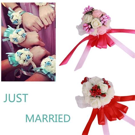 Buy Pcs Wedding Wrist Flower Bride Bridesmaids Wrist Corsages Wrist