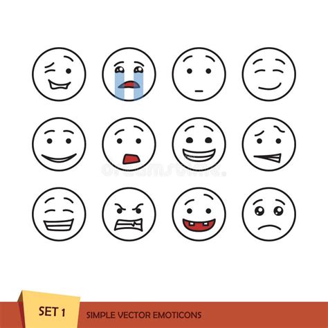 Sistema Del Esquema Del Vector De Los Iconos De Los Emoticons Caras