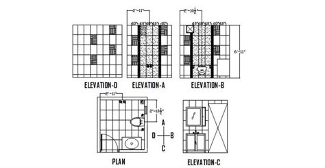 Bathroom elevation model design - Cadbull