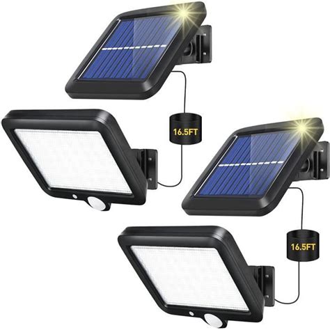 Lampe Solaire Exterieur Packs Detecteur De Mouvement Noir