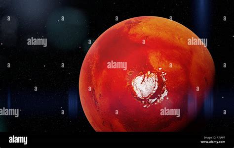 Mars In Natural Colors With The Red Planet S North Polar Ice Cap Stock