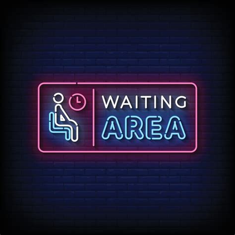 Neon Sign waiting area with brick wall background vector 21698416 ...