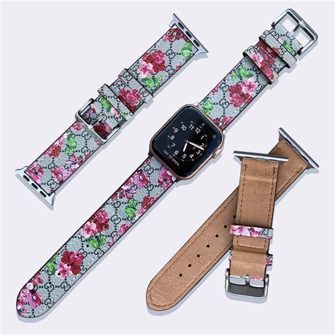 Gucci Apple Watch Band Leather iWatch Band Luxury Classic GG Flower