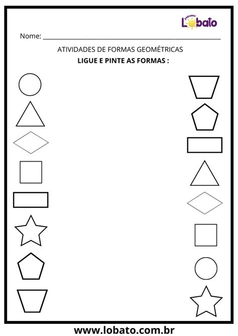 Atividade de Ligar os Nomes das Figuras Geométricas Atividade Lúdica