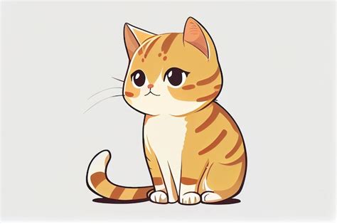 Premium AI Image | A cartoon cat with a white face and brown stripes.