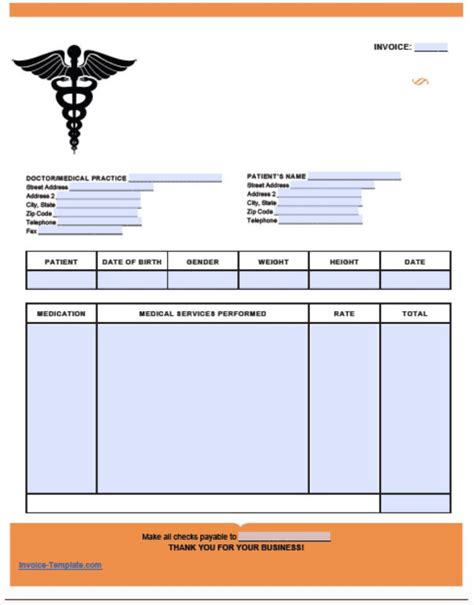 Medical Billing Spreadsheet Intended For Bill Invoice Template Word 20 Microsoft Office