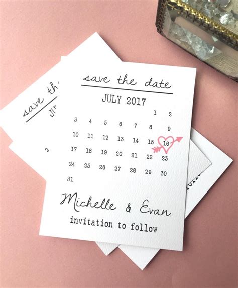 Calendar Save The Date Cards, Heart Date Save The Date Cards, Calendar Wedding Date PRINTABLE ...