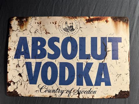 Gammelt Absolut Vodkaskilt I Lettmetall FINN Torget