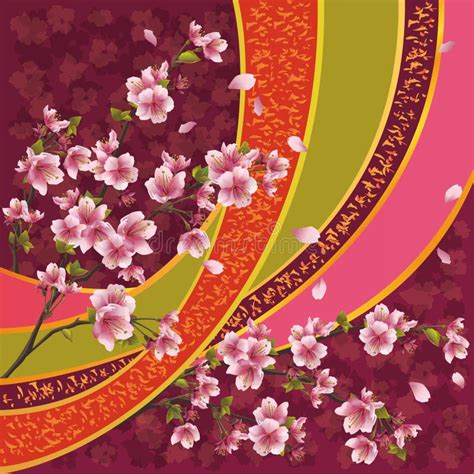 Japanese Pattern With Sakura Blossom Stock Images Image 24536744