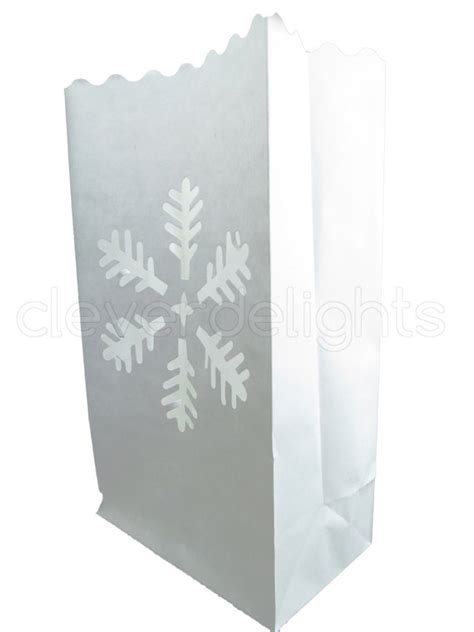 White Luminary Bags Snowflake Design Christmas Holiday Wedding