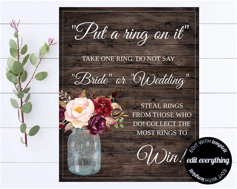 Rustic Put A Ring On It Bridal Shower Games Don T Say Etsy Bridal