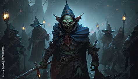 Dark Wizard Terrorizes Kingdom With Army Of Goblins Illustration