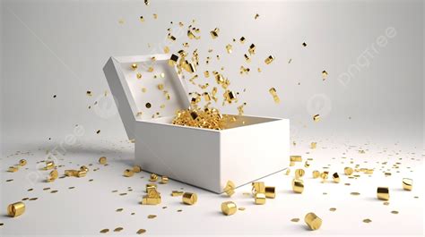 Inside A White Box Is Spilling Gold Coins Background D Abstract Gift