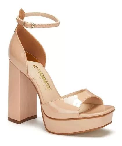 Zapatilla Plataforma Nude Tipo Charol Andrea Premium Env O Gratis