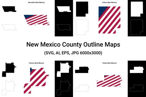 New Mexico County Outline Maps Graphic By Davidzydd · Creative Fabrica