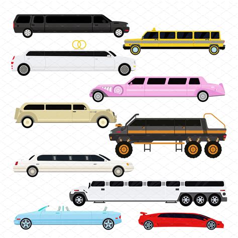 Limousine Vector Set Decorative Illustrations Creative Market